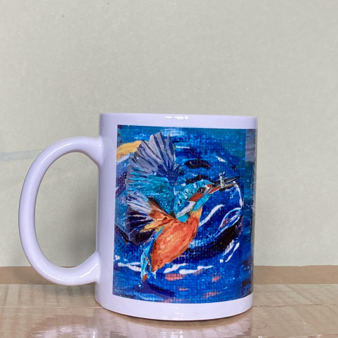 Kingfisher in flight ceramic mug