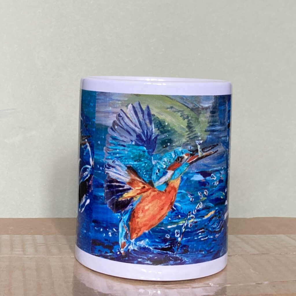 Kingfisher in flight front ceramic mug 3